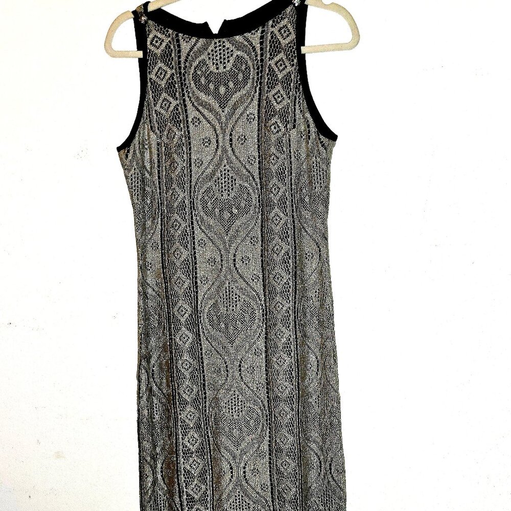 VintageBetsy & Adam by Jaslene Sz 9-10 Petite Metallic Silver Full Length Gown